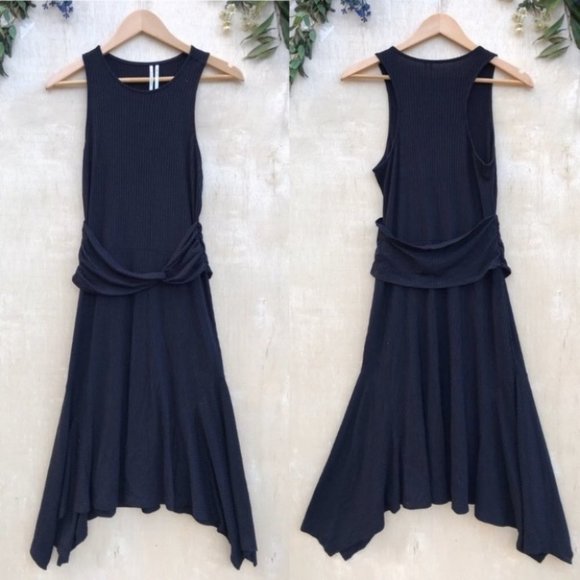 NWOT Anthropologie black midi ribbed dress - Picture 2 of 5